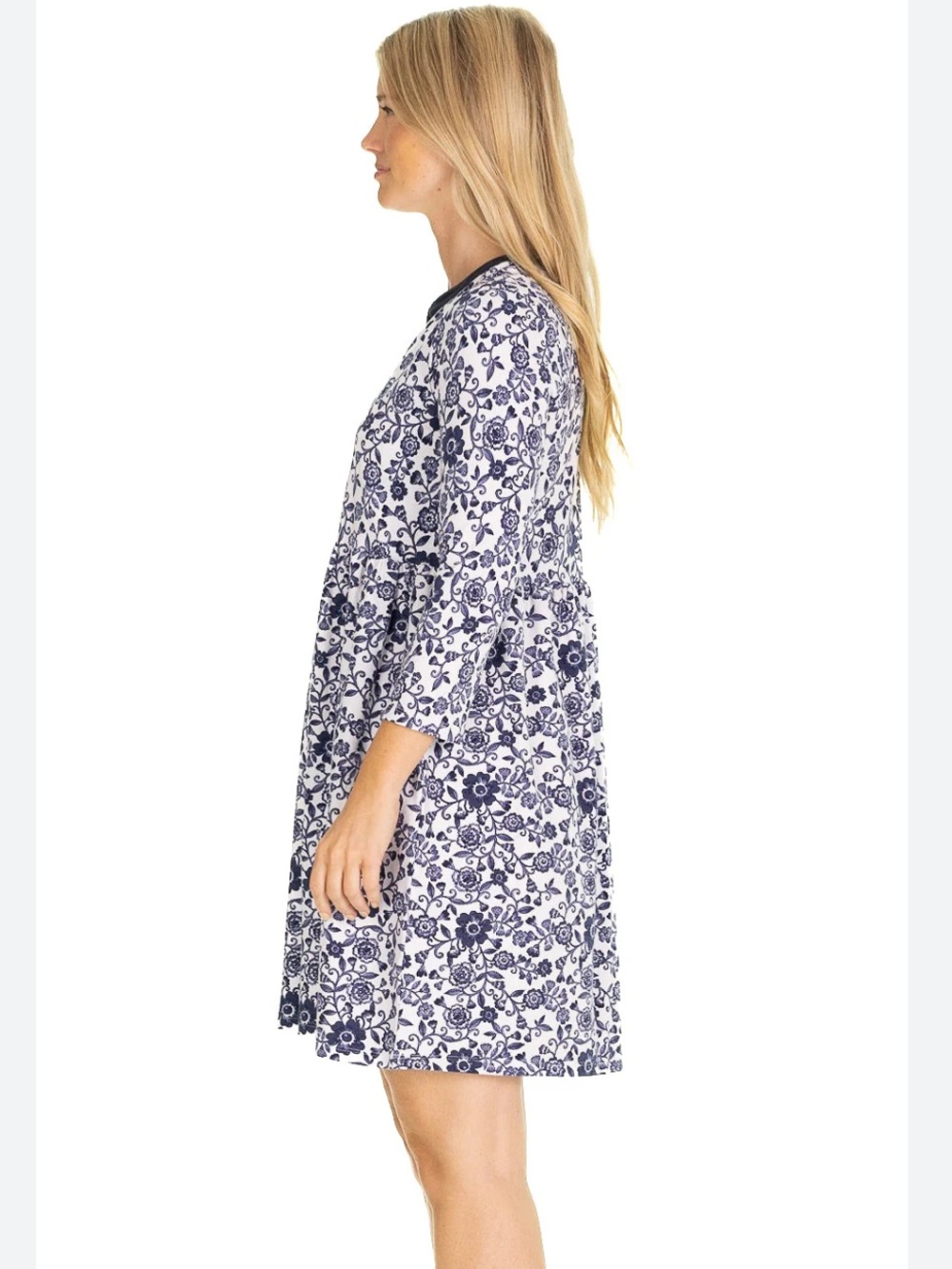 Myra Bag White Dress With Navy Floral Print